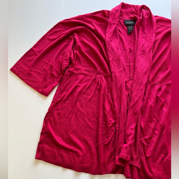 Lane Bryant Women’s Pink Open Front Drape  3/4 Sleeves Knit Cardigan Sweater - Picture 7 of 15